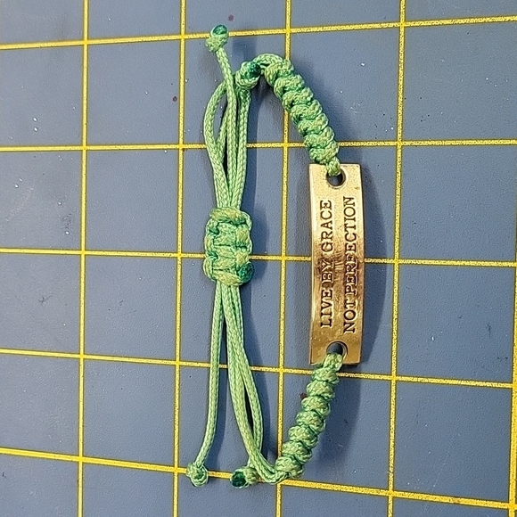 Live by Grace Not Perfection Light Teal & Silver Bracelet - Picture 2 of 2